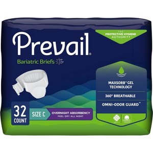 Prevail Unisex Adult Incontinence Bariatric Briefs, Refastenable Tabs, Ultimate Absorbency - 1 of 4