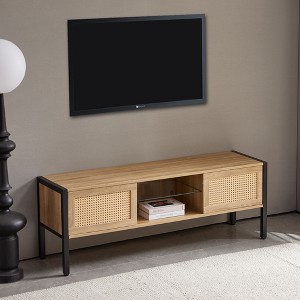 NicBex Rattan TV Stand TV CaRinet with Variable Color Light Strip Entertainment Center with Adjustable Shelf Media Console for Living Room - 1 of 4
