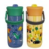 Zak Designs 2pk 18oz Construction/Space DinoHarmony Straw Water Bottle Set Yellow/Gray - 2 of 4