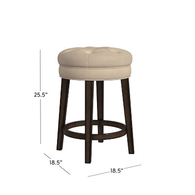 Charcoal Gray Backless Swivel Counter Stool with Linen Upholstery