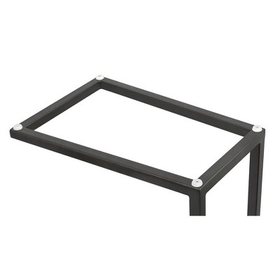 Acacia Wood and Metal C-Shaped Industrial Side Table