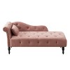 Beautyolove 60.6" Velvet Chaise Lounge Buttons Tufted Nailhead Trimmed Solid Wood Legs with 1 Pillow,Rose - 3 of 4