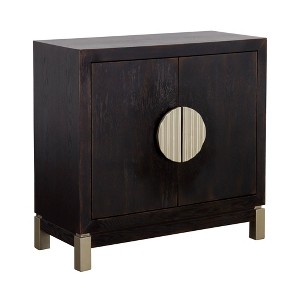 Treasure Trove Accents 2 Door Cabinet Medici Black/Gold: Modern Style, Champagne Handle, Divided Storage - 1 of 4