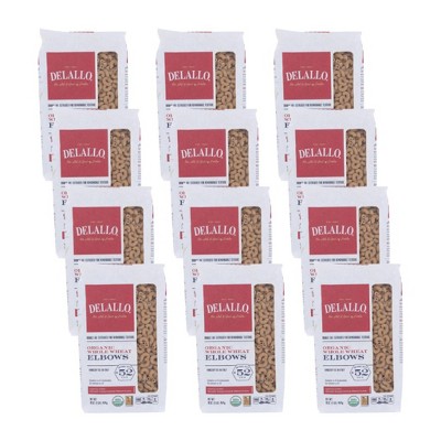 Delallo Organic Whole Wheat Elbows - Case of 12/16 oz