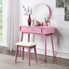 Maly Contemporary Wood Vanity and Stool Set, Pink - 2 of 4