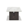 Signature Design by Ashley Burkhaus Traditional Rectangular Coffee Table with Marble Tabletop, Dark Brown & White - 4 of 4