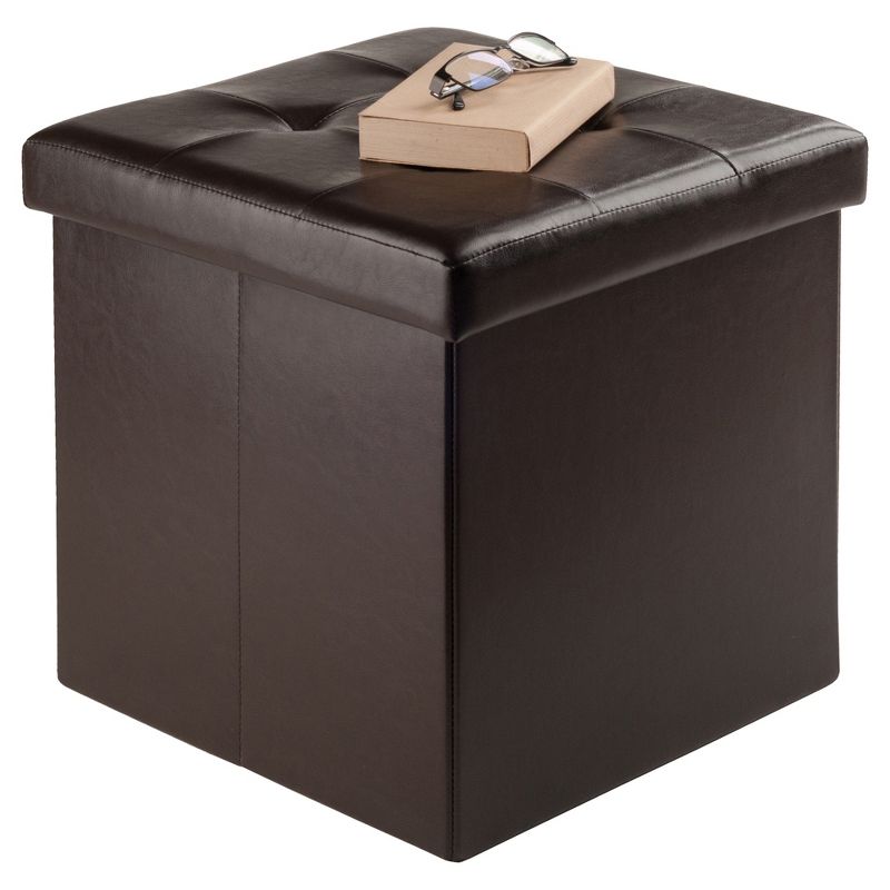 Ashford Storage Ottoman with Accent Stools Faux Leather - Winsome, 4 of 7