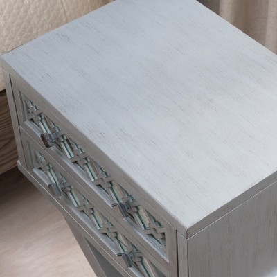 Silver Leaf Mirrored 2-Drawer X Base Nightstand
