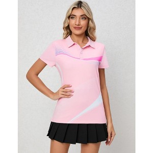 Womens Polo Shirts Short Sleeve Summer Printed Tops Lightweight Athletic Golf Tennis Shirts - 1 of 4