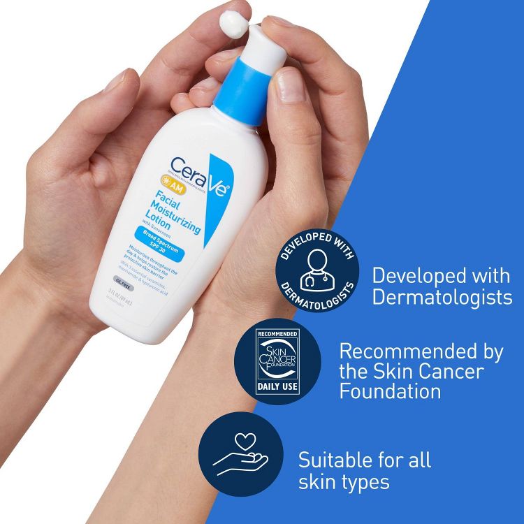 CeraVe Face Moisturizer with Sunscreen, AM Facial Moisturizing Lotion for Normal to Dry Skin - SPF 30, 5 of 9
