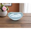 HomeRoots 10" Aqua Blue And White Alabaster Glass Square Salad Bowl - 2 of 4