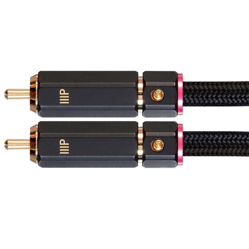 Monoprice 3.5mm to 2-Male RCA Adapter Cable - 3 Feet - Black | Gold Plated Connectors, Double Shielded With Copper Braiding - Onix Series, 5 of 7