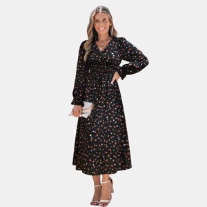 Women's Floral Print Long Sleeve Maxi Dress - Cupshe - 1 of 4