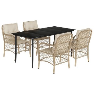 vidaXL Garden Dining Set Beige, Black, Cream, Transparent - 1 of 4