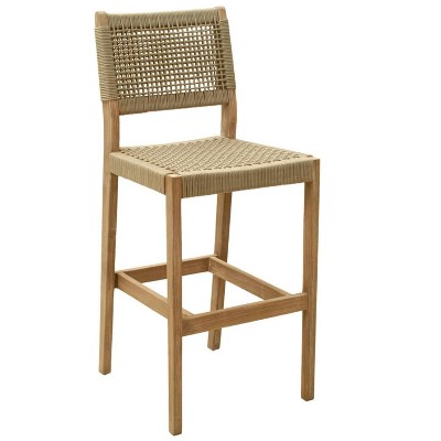 Barstool – 45.3" H, Outdoor Beige Olefin With Acacia Wood Frame By Zuo Modern