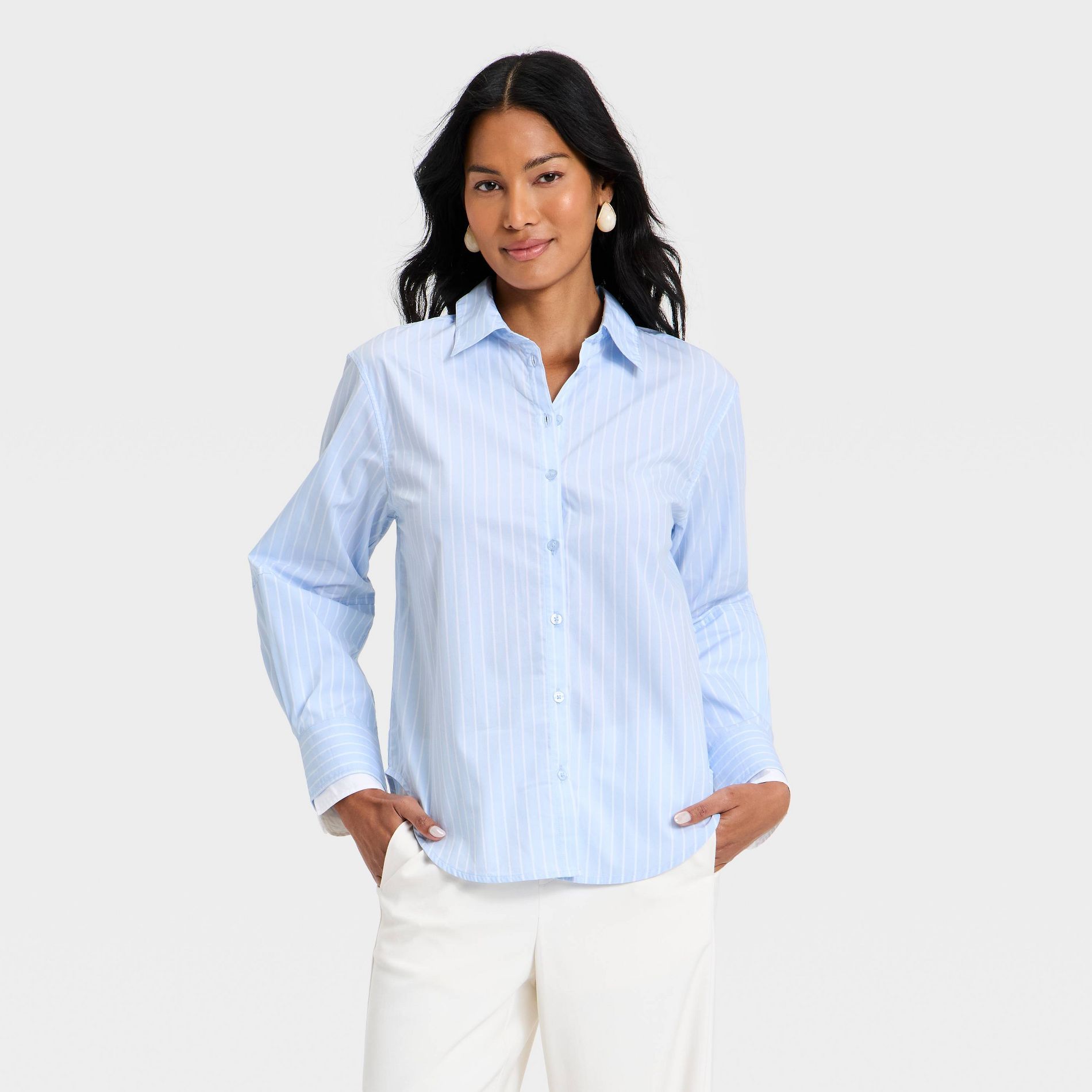 Women's Long Sleeve Button-Up Double Cuff Shirt - A New Day™
