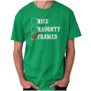 Xmas Naughty Nice Framed Checklist Graphic T Shirt Men or Women Brisco Brands - 1 of 4