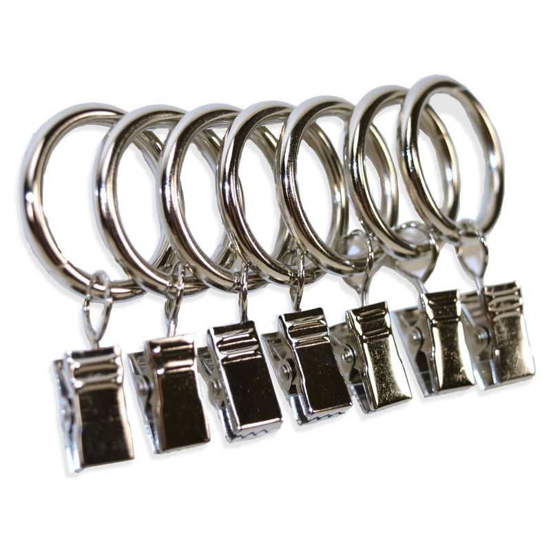 Versailles Home Fashions 7pk Steel Clip Window Curtain Rings - Brushed Nickel, 1 of 5