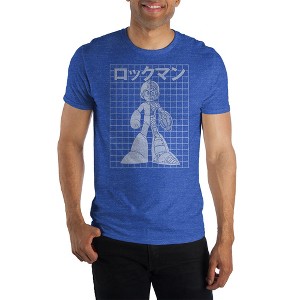 Men's Capcom MegaMan Cool Digital Royal Blue Heather Crew Neck Print T-shirt- - 1 of 1