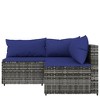 3 Piece Patio Lounge Set with Cushions Poly Rattan  vidaXL - 3 of 4