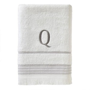 SKL Home By Saturday Knight Ltd Casual Monogram Bath Towel Q - 28X54", White - 1 of 3