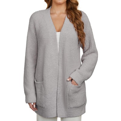 Snuggle Sac Women’s Open Front Cardigan with Pockets Soft Long Sleeve Knit Sweater for All Seasons