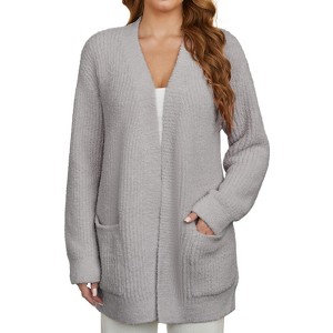 Snuggle Sac Women’s Open Front Cardigan with Pockets Soft Long Sleeve Knit Sweater for All Seasons - 1 of 4