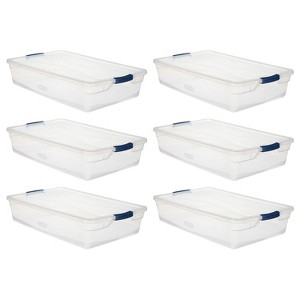 Rubbermaid Cleverstore 41 Quart Latching Plastic Storage Container & Lid, 6 Pack - 1 of 4