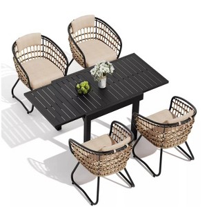 Crestlive Products Modern Aluminum Outdoor Dining sets Expandable Patio Dining Table with arm chairs for 4-10 People Outside - 1 of 4