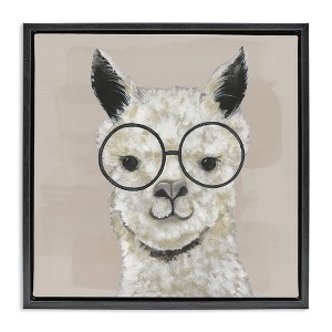 Stupell Industries Happy Alpaca Glasses Portrait, 18" x 18" - 1 of 4