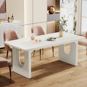 Tribesigns Modern Dining Table for 6, 71" Large Kitchen Dining Table with Wood Pedestal Base, for Kitchen, Dining Room, Living Room - 1 of 4