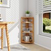 Tangkula 4-Tier Corner Shelf w/ Rubber Wood Frame Anti-Toppling Kit Home Office Natural - image 3 of 4