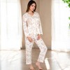 Anna-Kaci Lounge Women's Toile Print Button-Up Long Pajama Set - 3 of 4