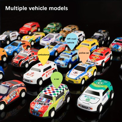 Paaaawaters Bounce-Function Toy Car Set with Storage Box & Foldable Map - Suitable for Kids Aged 3-6, Equipped with Tracks