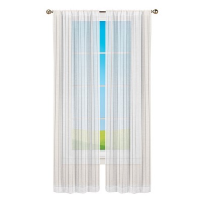 Collections Etc Sheer Tonal Striped Pole Top Curtain Panels - Set of 2