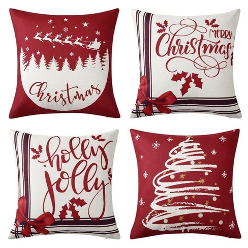 Christmas Pillow Covers Set of 4 for Christmas Decorations Santa