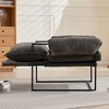 Okak Modern Chenille Upholstered Back Adjustable Armchair with Black Metal Frame,Leisure Recliner Chair for Living Rooms,Relaxation Areas - 3 of 4