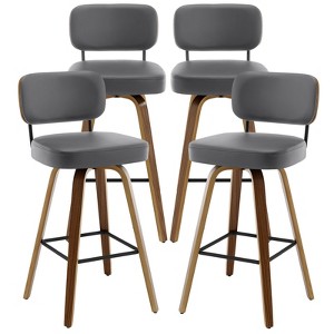 Bekrvio 26"/29” Swivel Bar Stools Set of 4, Upholstered Faux Leather Barstools with Back, Bar Chairs Island Stools for Kitchen Counter - 1 of 4