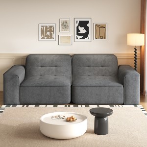83.6'' Sparkling Chenille Modular Tufted 3-Seater Sofa with Deep Seat, Ergonomic Support, and No Assembly Required - 1 of 4