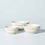 3pc Brim Stripe Stoneware Mixing/Serving Bowl Set Cream - Hearth & Hand™ with Magnolia