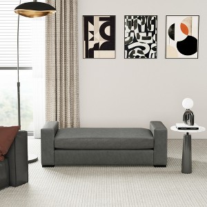 Christopher Knight Home Clark Modern Faux Leather Rubberwood Upholstered Ottoman - 1 of 4