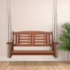 Maggift Patio Accent Chairs, Wooden Double Swing with Metal Chain for Lawn and Garden, Brown, 44"*20.8"*49.6" - 3 of 4