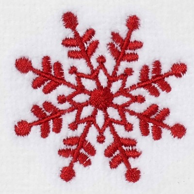 White and Red Cotton Polyester Snowflake Fingertip Towel Set