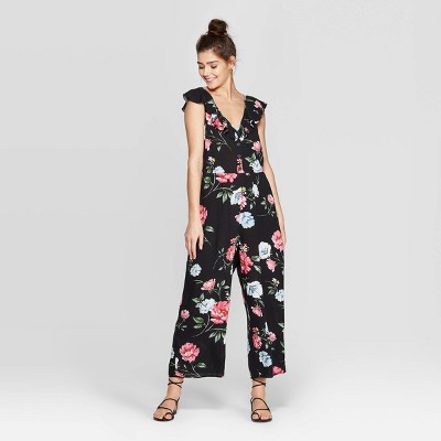 target black floral jumpsuit