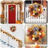 20 Inch Autumn Wreath Fall Decorations with Pumpkin, Maple Leaves, Pine Cone and Buffalo Plaid Bow for Indoor Outdoor Window Wall Home Decor - 2 of 4