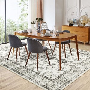 5x7 Traditional Washable Medallion Printed Area Rug, Low Profile with Rubber Backing - 1 of 4
