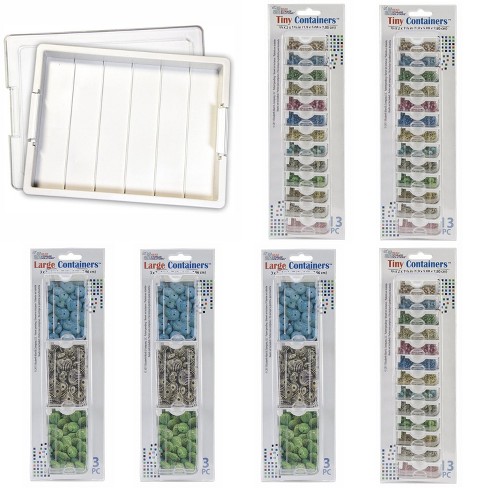 Bead Storage Solutions Plastic Stackable Organizer Tray Bundle with Lid and  48 Assorted Size Tiny and Large Containers for Beads and Craft Supplies
