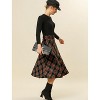 INSPIRE CHIC Women's Tartan Plaid High Waist Belted Vintage A-Line Midi Skirt - 3 of 4
