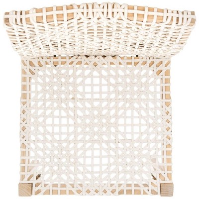 Tyria White Leather and Teak Dining Chair Set