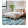 Orange-2*6 feet  Faux Wool Boho Vintage Floral Printed Ultra Thin Low Pile Area Rug  Machine Washable Stain Resistant Pet Friendly Non Shedding Non S - 3 of 4